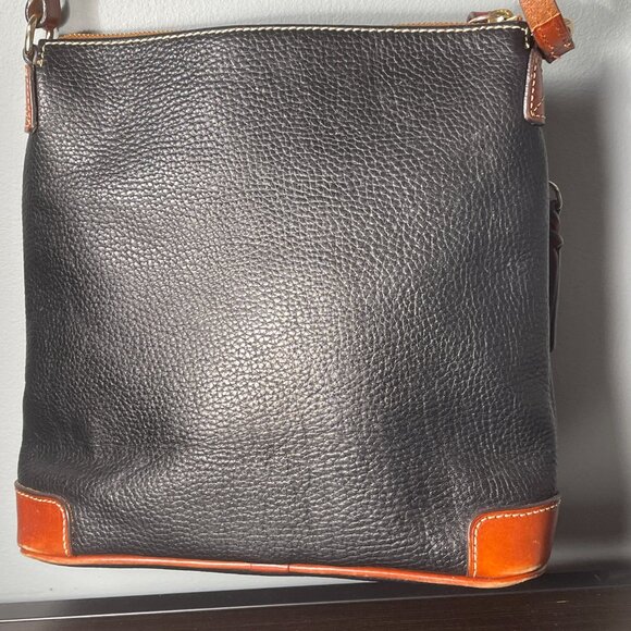 Dooney & Bourke Pebble Leather Satchel Black & Brown Trim - Picture 2 of 10